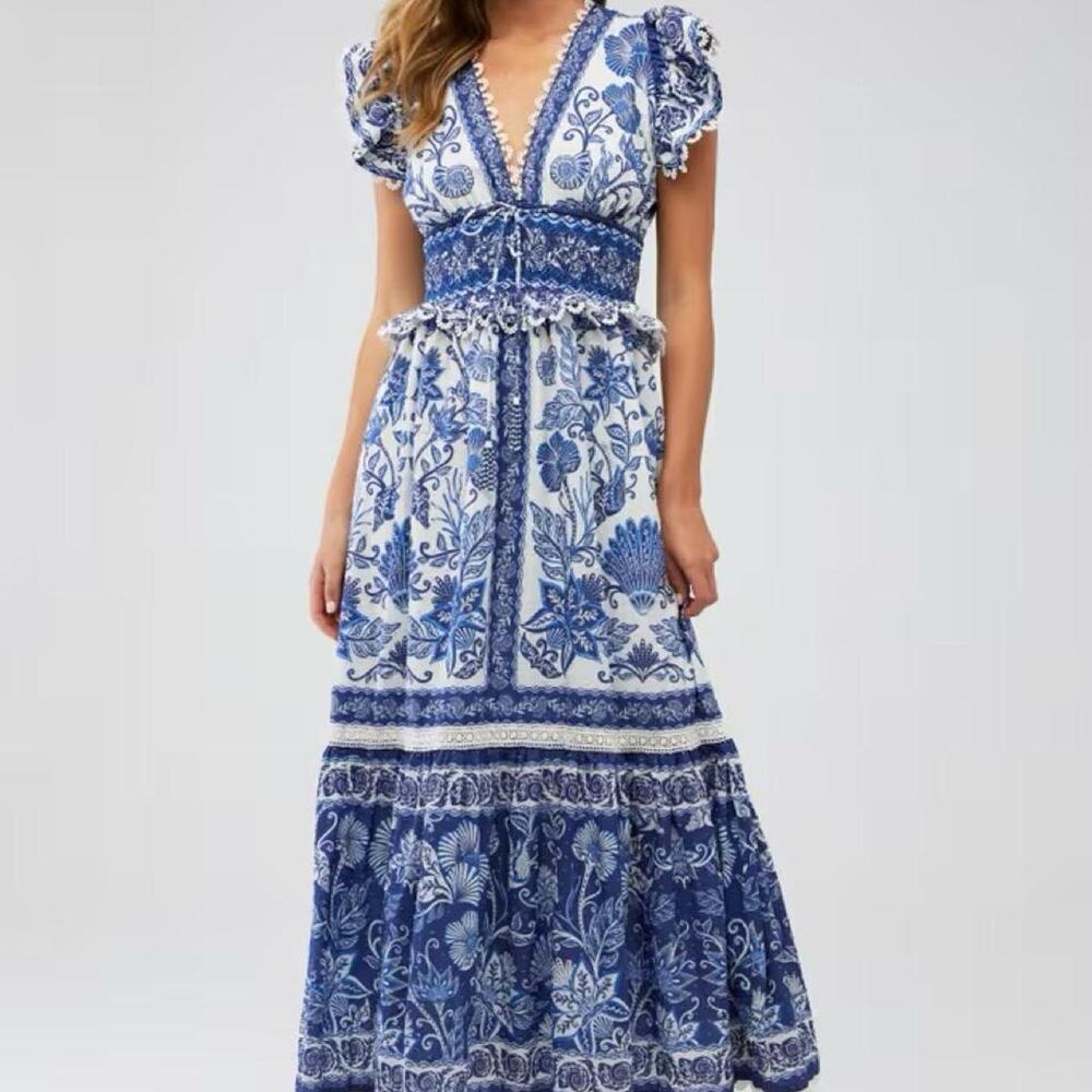 Farm rio whiteblue floral print